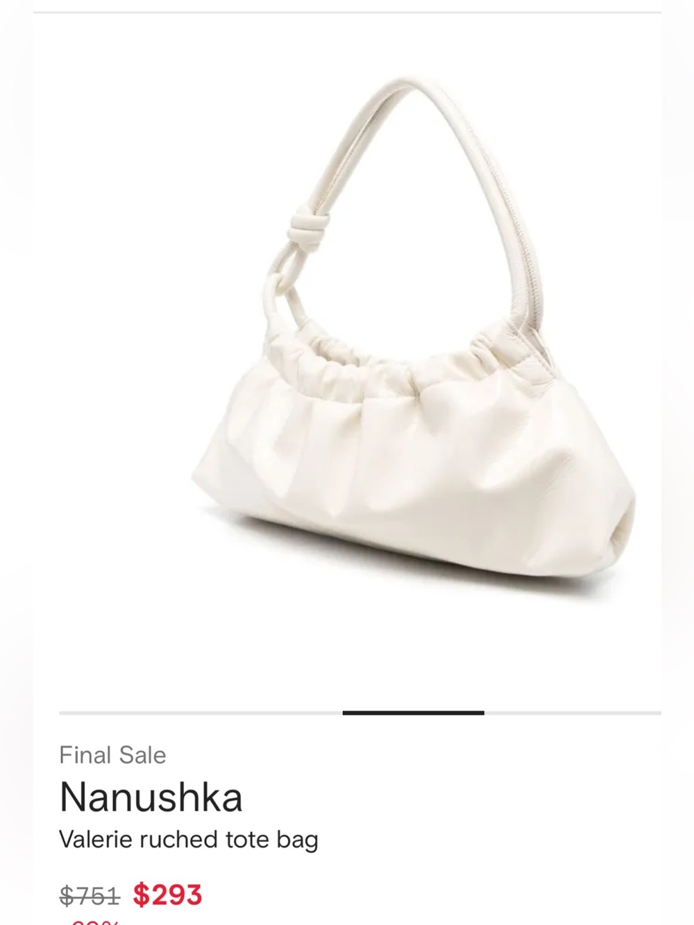 NANYSHKA VALERIE Cream Ruched Shoulder Bag with Knotted Handle - Picture 7 of 10